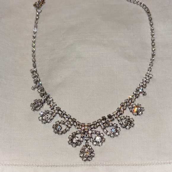 Silvertone Rhinestone Necklace - Picture 2 of 3